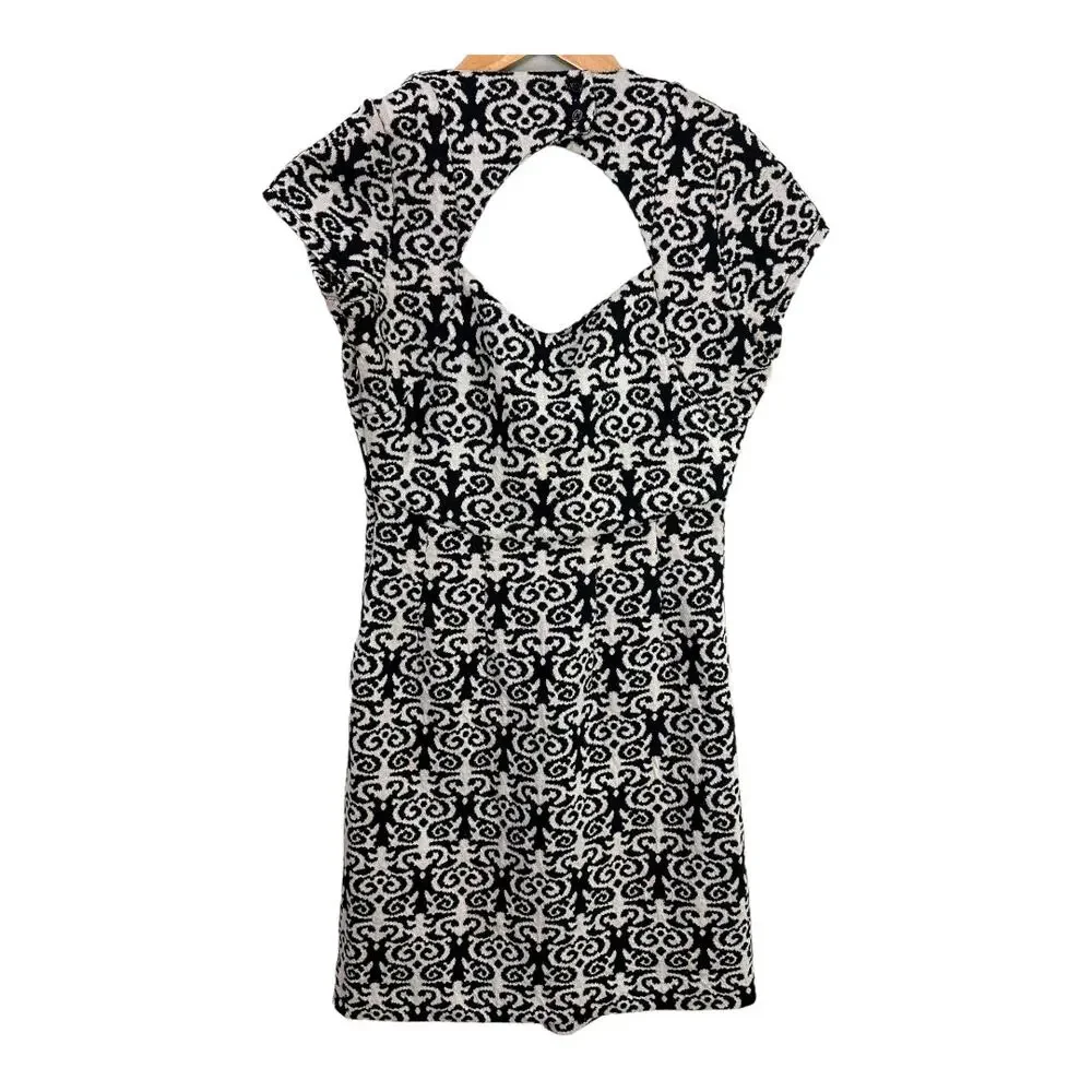 Anthropologie Deletta Quilted Calendolia Dress S Small Black Floral Swirl Print